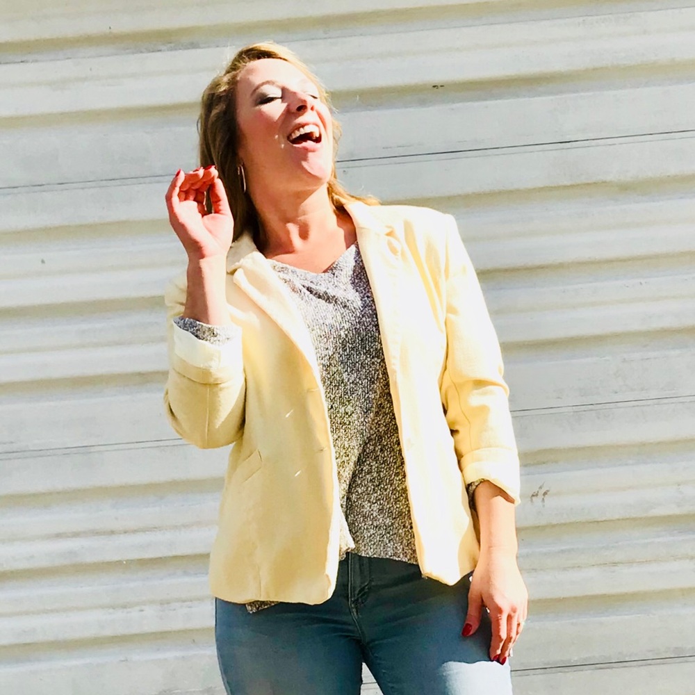 Vintage Doncaster Butter Yellow One Button Blazer